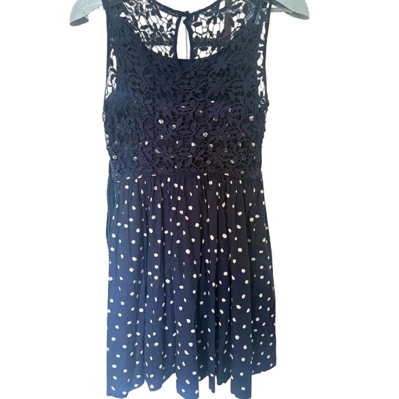 Anthropologie Moulenette Soares Polka Dot Dress Navy White - Picture 3 of 6